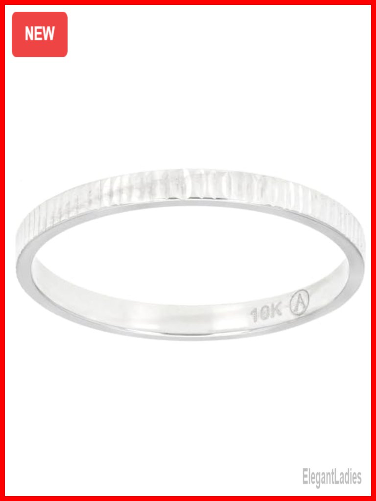 10k Gold Textured Band Ring  Unisex Wedding Band Stackable Ring